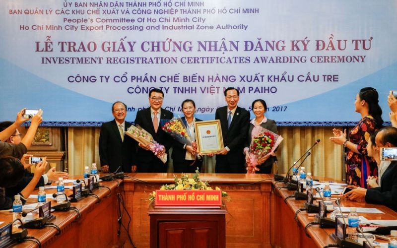 Chứng nhận đầu tư cho dự án của Công ty Cổ phần Chế biến hàng xuất khẩu Cầu Tre tại KCN Hiệp Phước