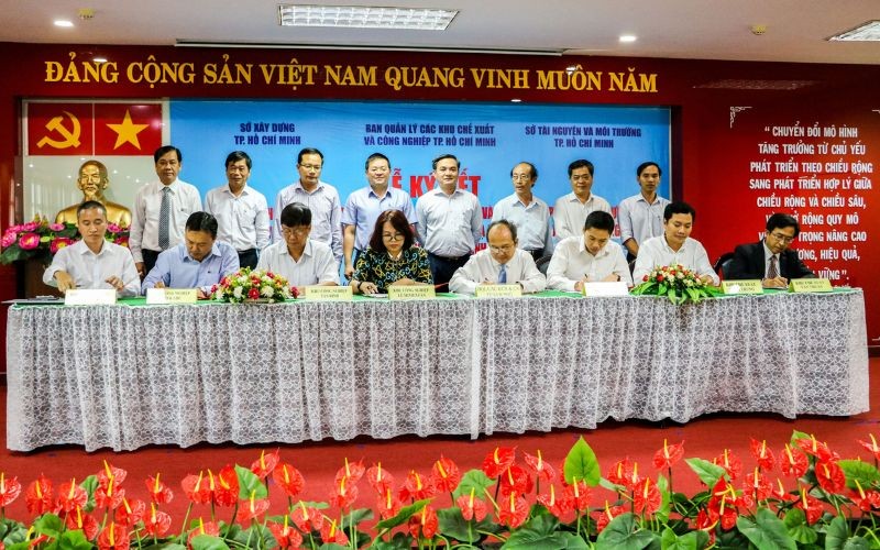 Lễ ký kết Quy chế phối hợp giữa Ban Quản lý với Sở Xây Dựng, Sở Tài Nguyên và Môi Trường và công ty Cổ phần Khu công nghiệp Hiệp Phước