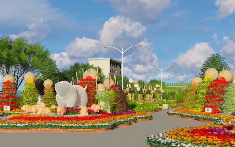 Phối cảnh 3D Đường Hoa Xuân KCN Hiệp Phước, Nhà Bè mừng Tết Kỷ Hợi 2019