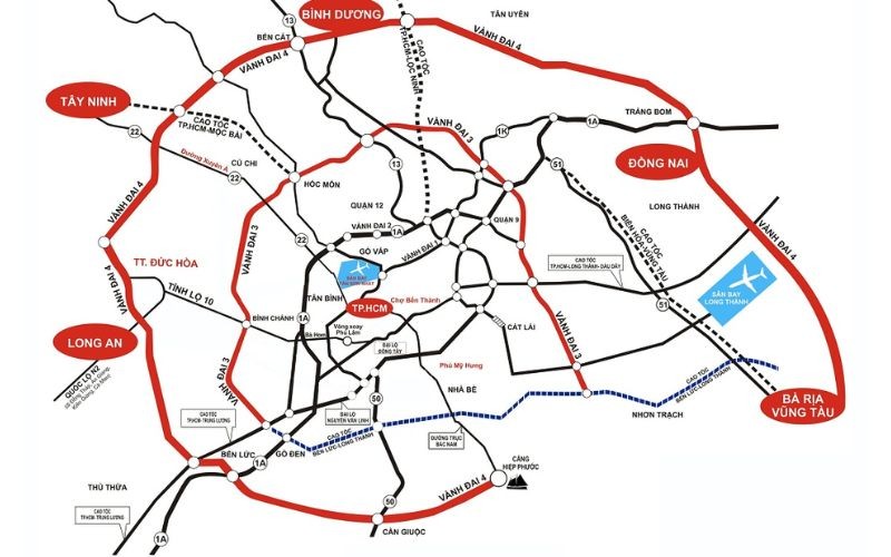Thông tin chi tiết về bản đồ tuyến đường Vành đai 4 TP.HCM