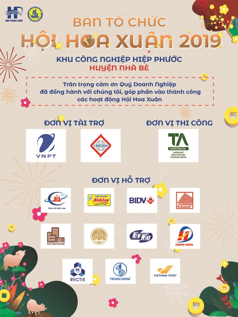 Thư tri ân các đơn vị tài trợ Hội Hoa Xuân KCN Hiệp Phước 2019