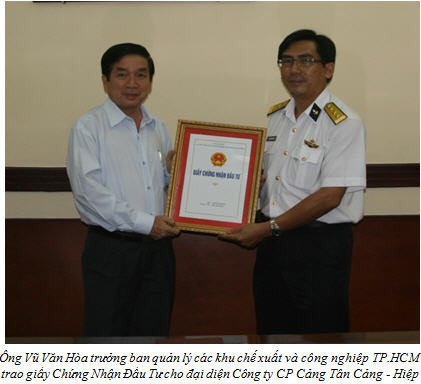 Trao Giấy Chứng Nhận Đầu Tư Cho Cty Cảng Tân Cảng Hiệp Phước